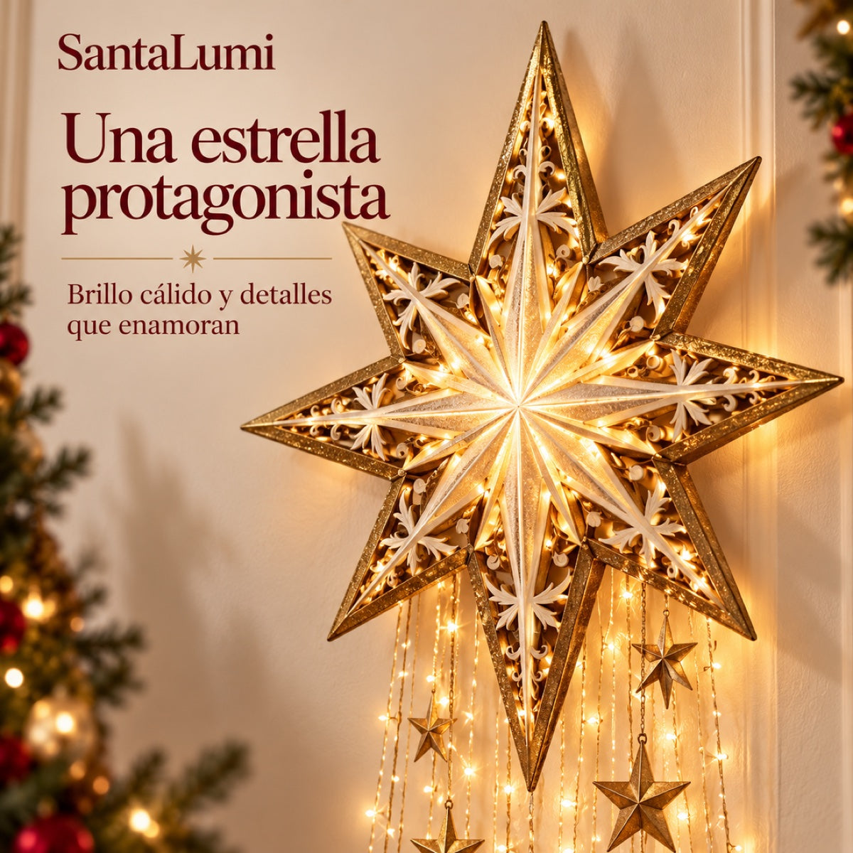 SantaLumi™ – Estrella de Navidad con Luces y Belén