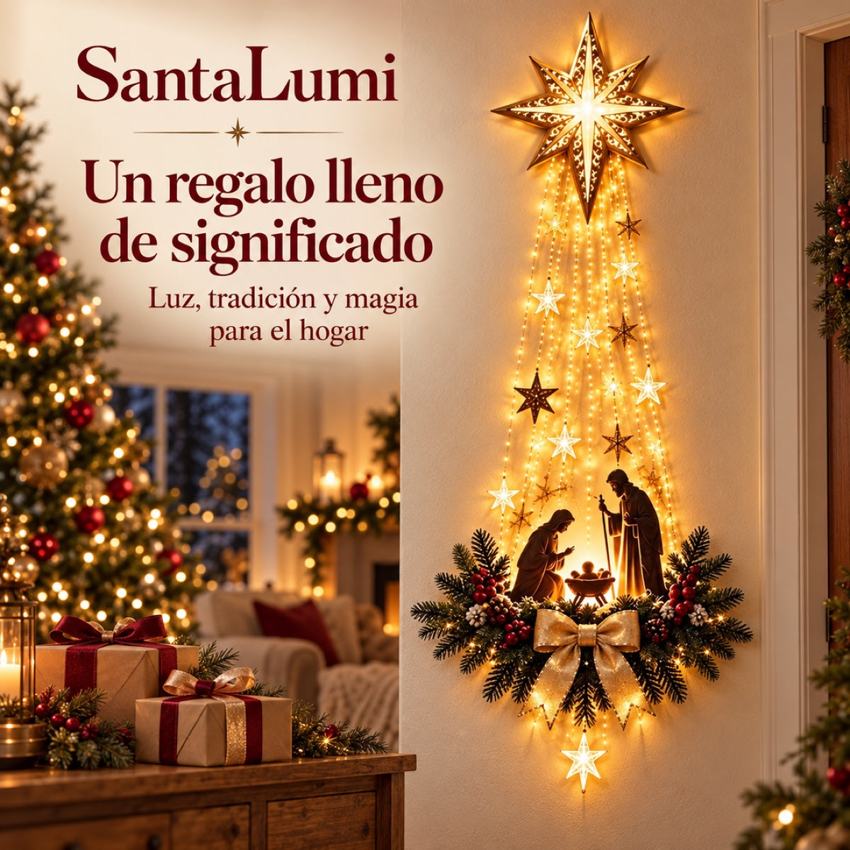 SantaLumi™ – Estrella de Navidad con Luces y Belén