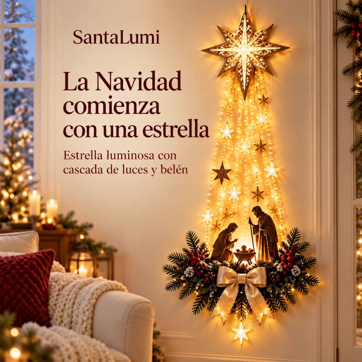 SantaLumi™ – Estrella de Navidad con Luces y Belén