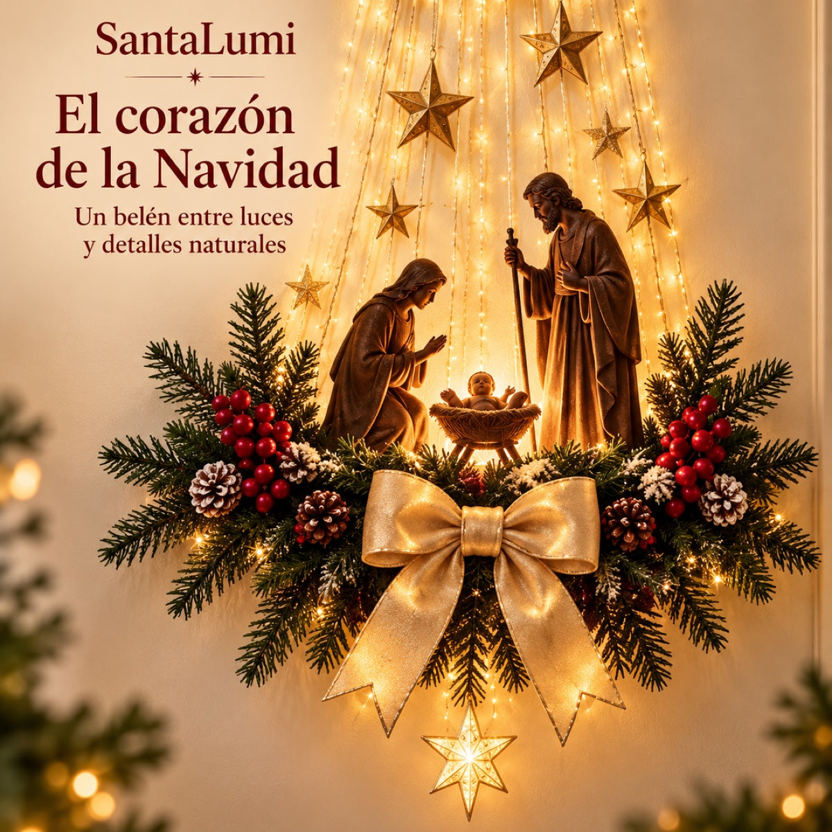 SantaLumi™ – Estrella de Navidad con Luces y Belén