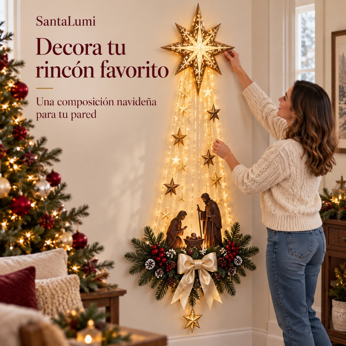 SantaLumi™ – Estrella de Navidad con Luces y Belén